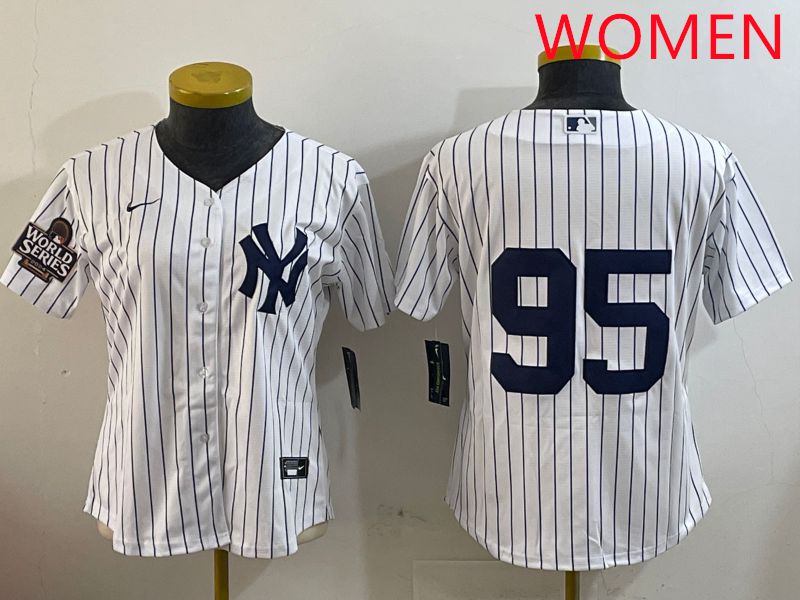 Women New York Yankees #95 No Name White Stripe Game 2025 Nike MLB Jersey style 3->women mlb jersey->Women Jersey